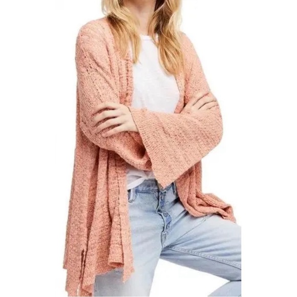 Free People In My Element Woven Bell Sleeve Knit Tunic Cardigan Sweater Medium - Picture 10 of 10